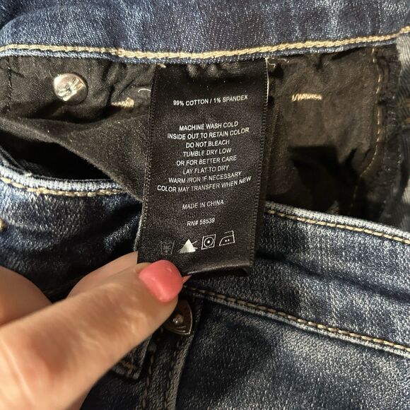 Kut From The Kloth Womens Jeans 6 Blue Distressed Straight Mid Rise Dark Wash - Picture 5 of 11